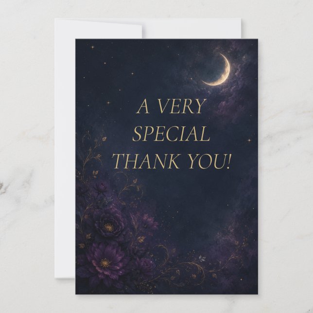 Editable Celestial Gothic Wedding Thank You Card (Front)