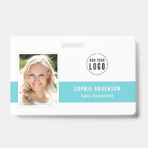 Editable Center Color Add Your Logo Photo Name Badge