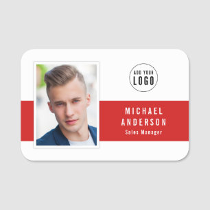 Editable Center Color Add Your Logo Photo Name Tag