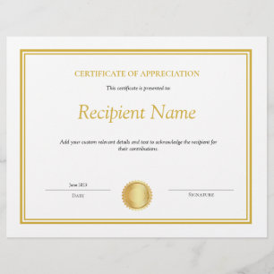 Editable Certificate of Appreciation