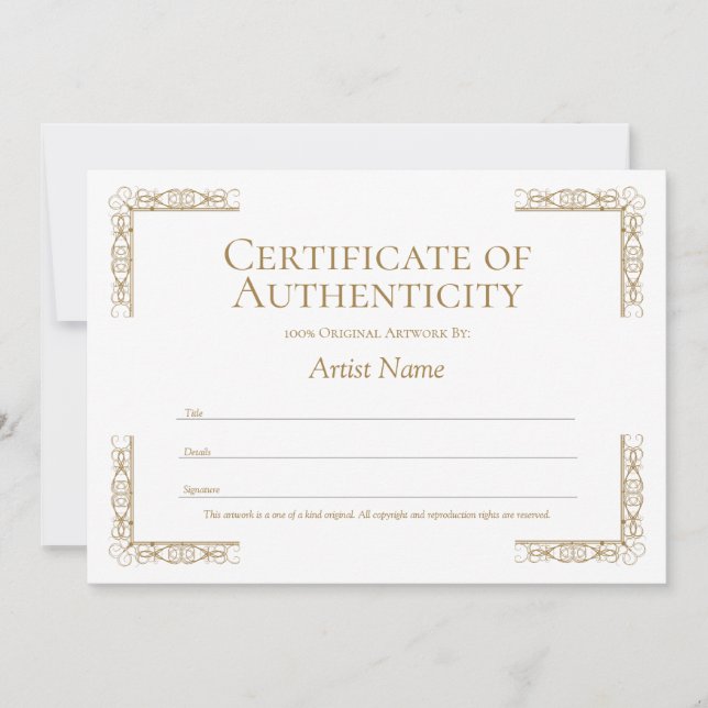 Editable Certificate of Authenticity Template (Front)