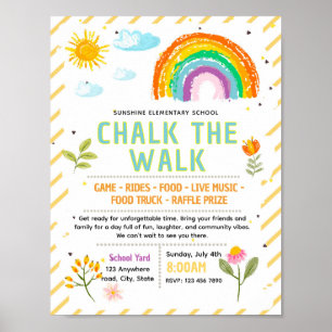 Editable chalk the walk fundraiser flyer poster