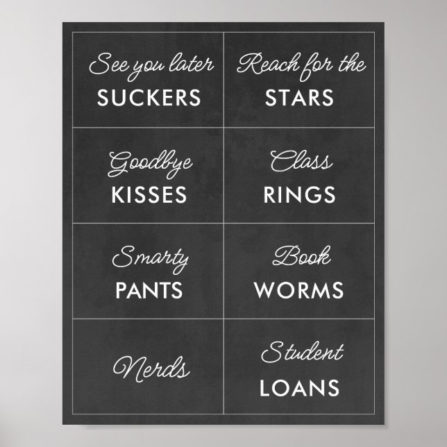 Editable Chalkboard Graduation Candy Bar Signs (Front)
