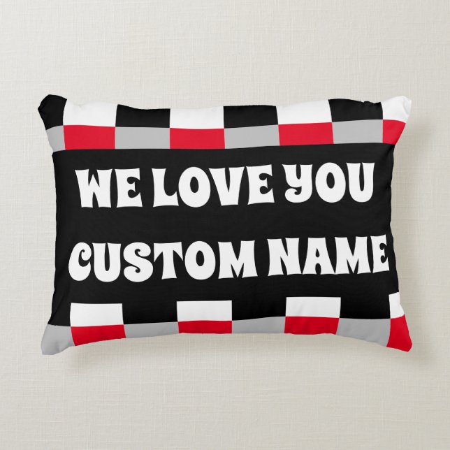 Editable chequerboard pattern accent pillow (Front)