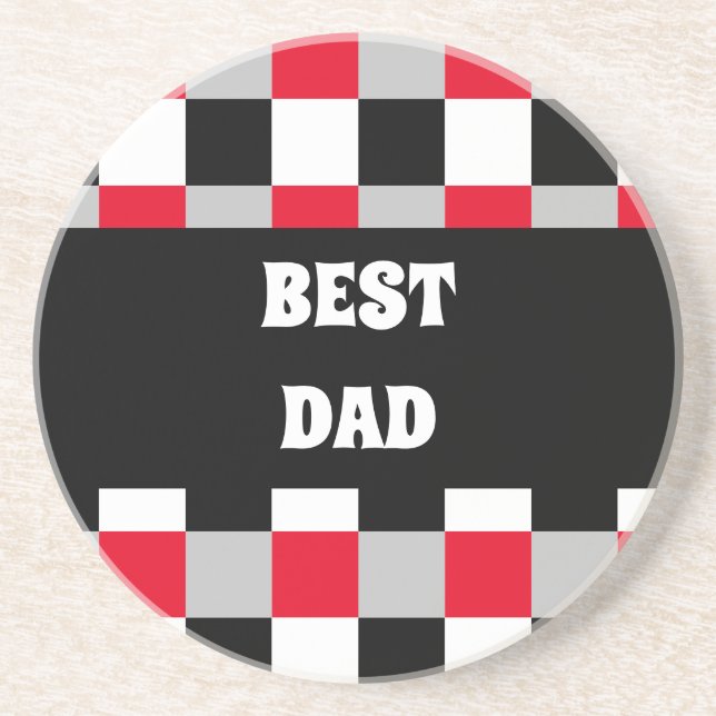 Editable chequerboard pattern coaster (Front)