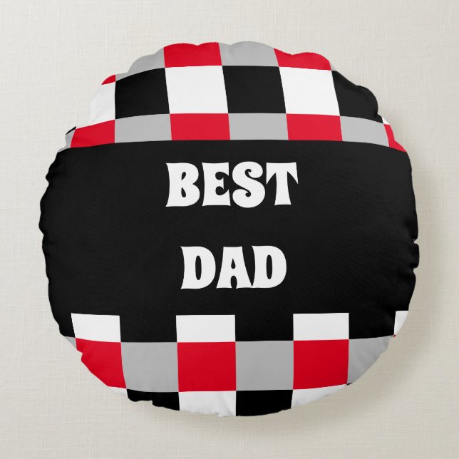 Editable chequerboard pattern round pillow (Front)
