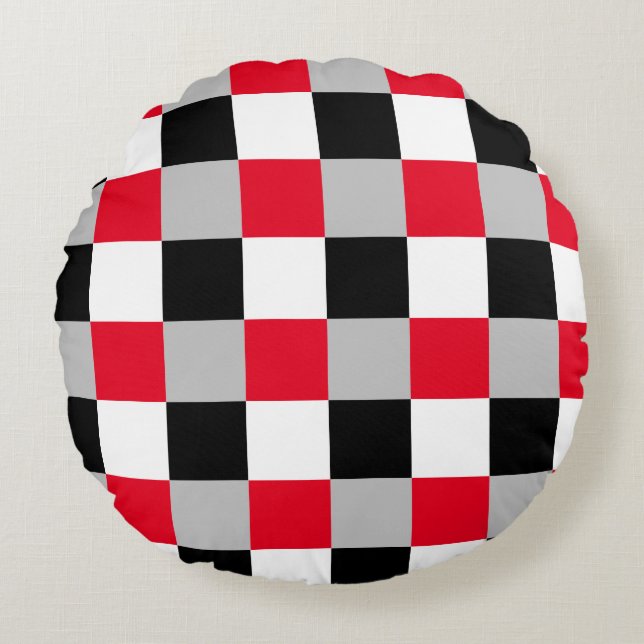 Editable chequerboard pattern round pillow (Front)