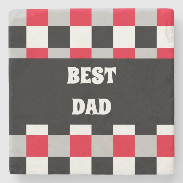 Editable chequerboard pattern stone coaster (Front)