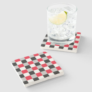 Editable chequerboard pattern stone coaster