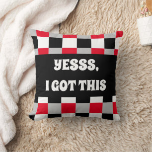 Editable chequerboard pattern throw pillow