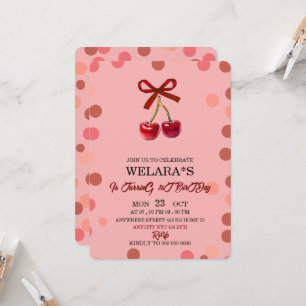 Editable Cherry 1st Birthday Birthday Invitation T