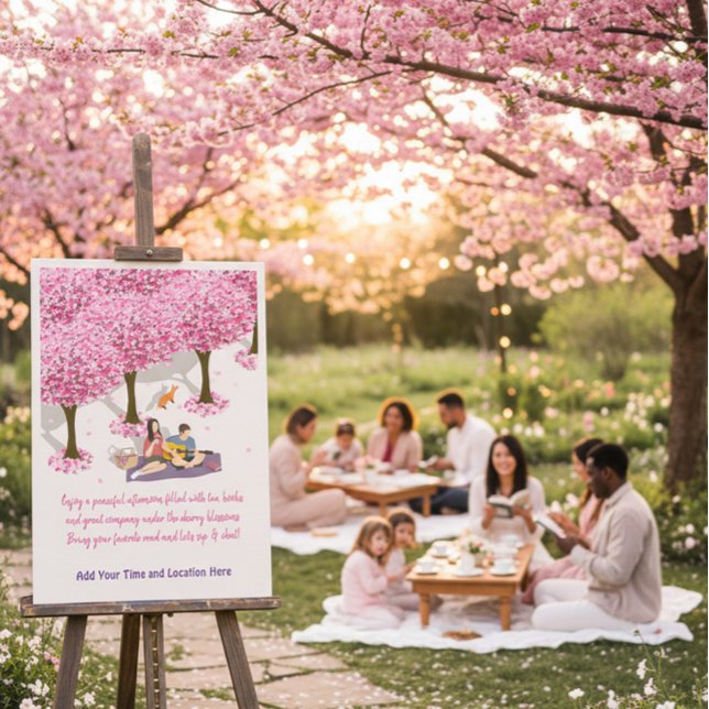 Editable Cherry Blossom Picnic Poster  (Creator Uploaded)