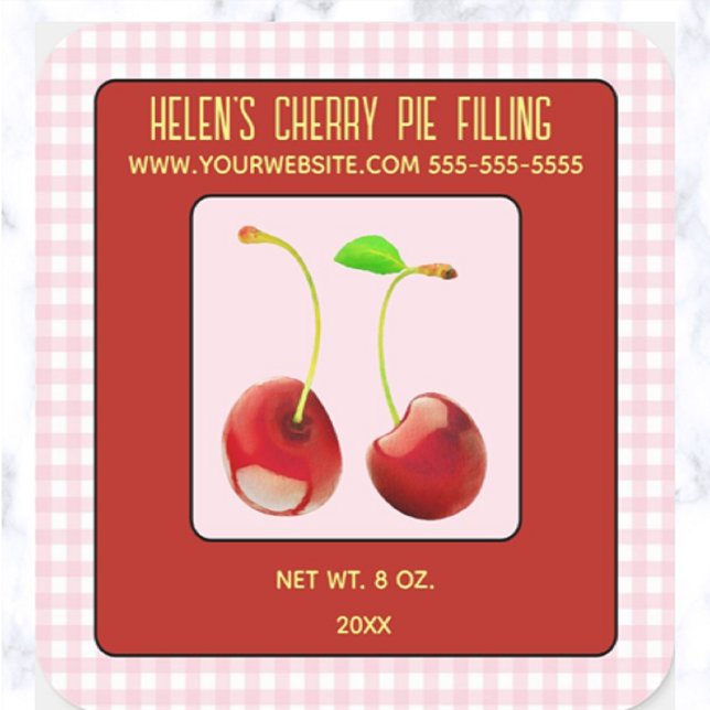 Editable Cherry Jam Pie Filling Square Sticker (Creator Uploaded)