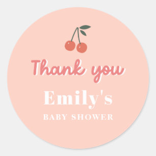 Editable Cherry Thank you stickers for your party