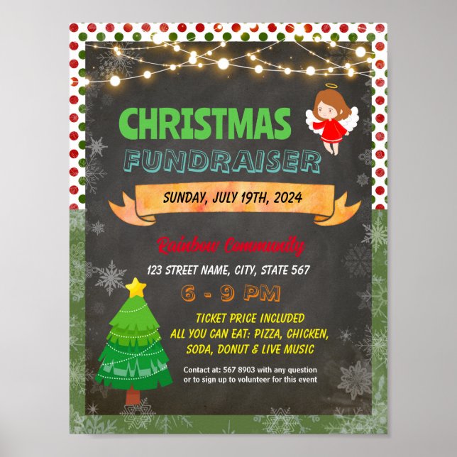 Editable Christmas angel tree fundraiser flyer Poster (Front)