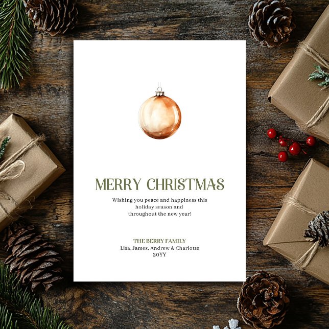 Editable Christmas Bauble Card Minimal Elegant   (Editable Christmas Ornament Card Minimal Elegant Design)