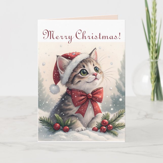 Editable Christmas Kitty Card (Front)