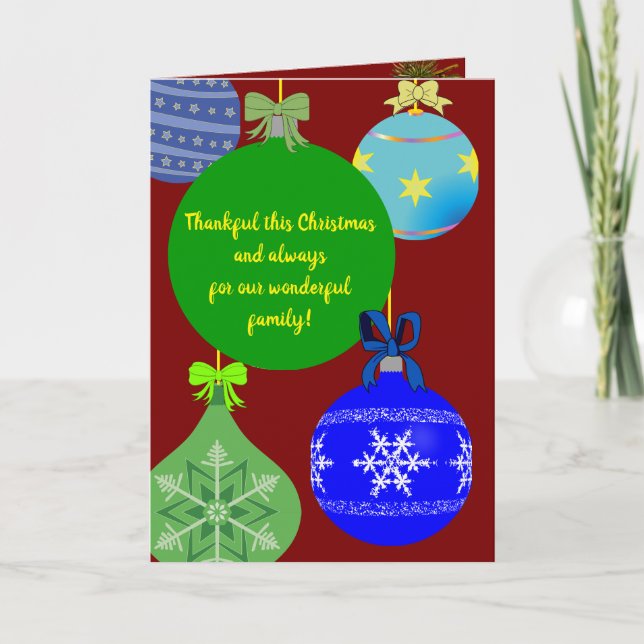 Editable Christmas Ornaments Christmas Card (Front)