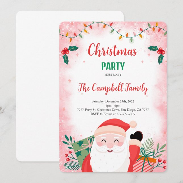 Editable Christmas Party Invitation (Front/Back)