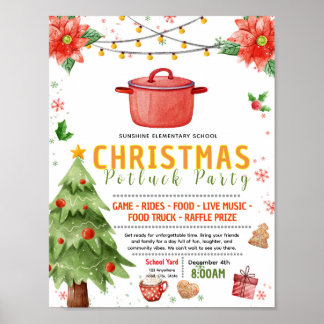 Editable christmas potluck fundraiser flyer poster