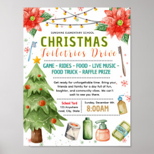 Editable christmas toiletry drive flyer poster