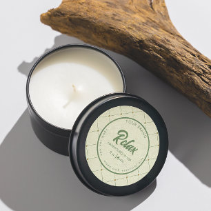 Editable Circle Candle Label Design in Retro Green