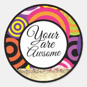 editable circle style frame classic round sticker