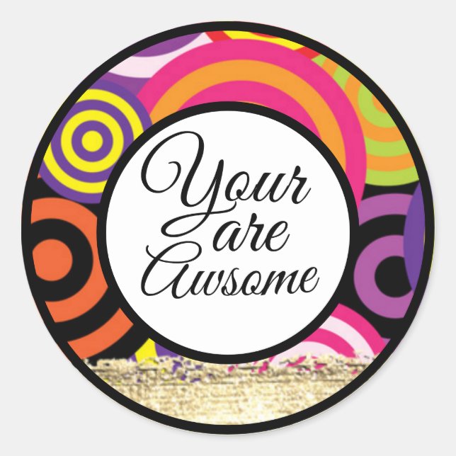 editable circle style frame  classic round sticker (Front)