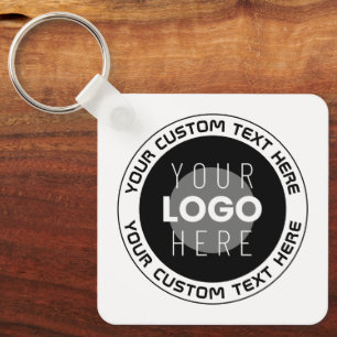 Editable Circular Text & Replaceable Logo   B&W Keychain