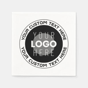 Editable Circular Text & Replaceable Logo   B&W Napkin