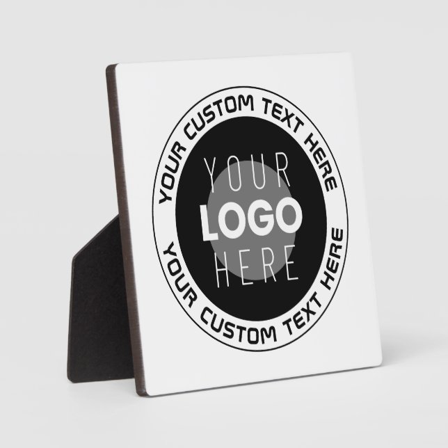 Editable Circular Text & Replaceable Logo | B&W Plaque (Front)