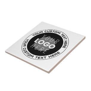 Editable Circular Text & Replaceable Logo B&W Tile