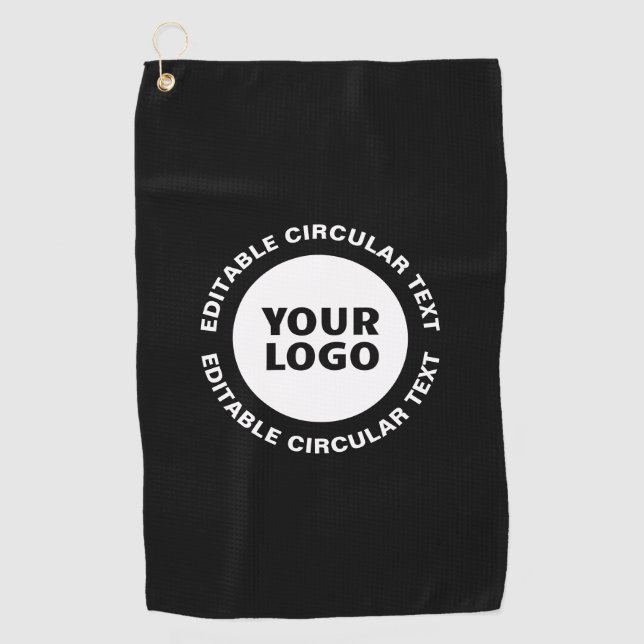 Editable Circular Text Template & Your Logo Golf Towel (Front)