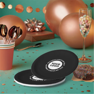 Editable Circular Text Template & Your Logo Paper Plate