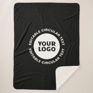 Editable Circular Text Template & Your Logo Sherpa Blanket