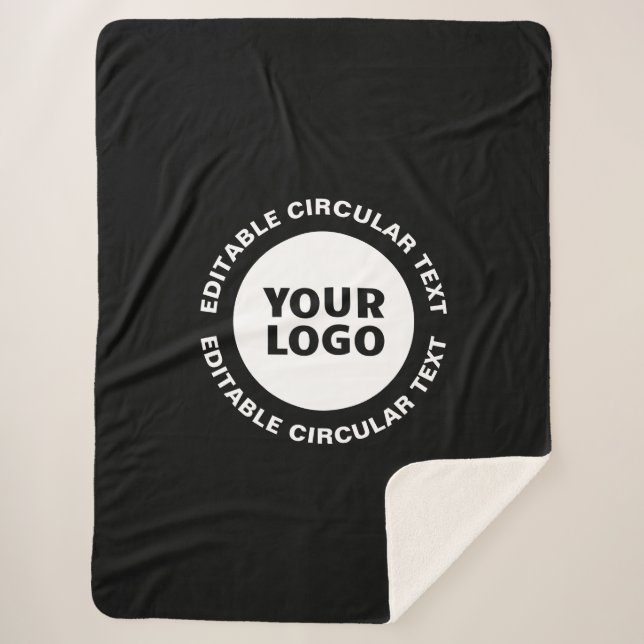 Editable Circular Text Template & Your Logo Sherpa Blanket (Front)