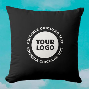 Editable Circular Text Template & Your Logo Throw Pillow