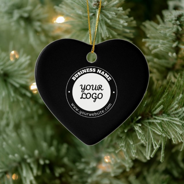 Editable Circular Text & Uploaded Logo Template  Ceramic Ornament (Tree)