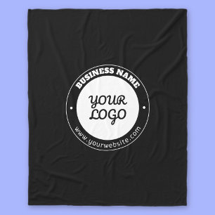 Editable Circular Text & Uploaded Logo Template  Fleece Blanket