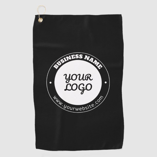 Editable Circular Text & Uploaded Logo Template  Golf Towel (Front)