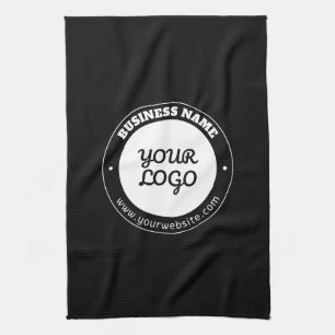 Editable Circular Text & Uploaded Logo Template  Kitchen Towel