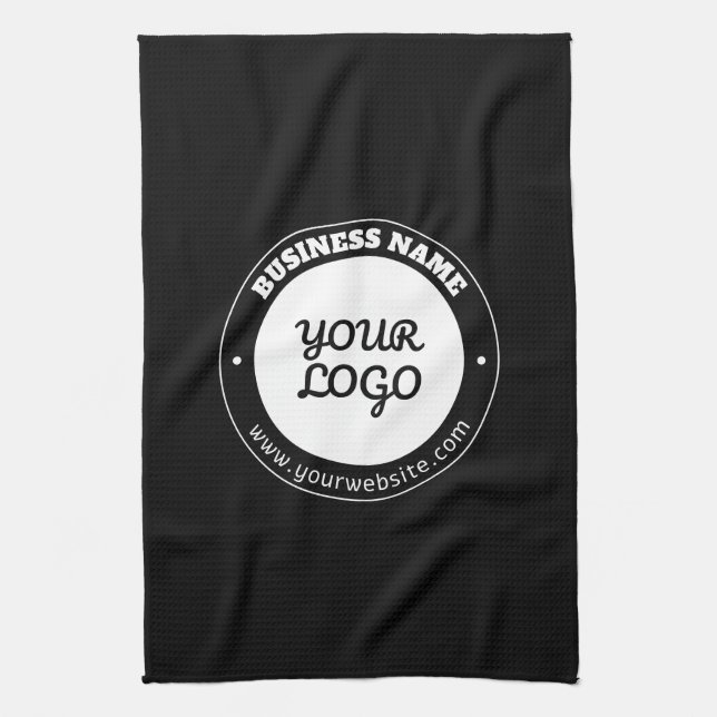 Editable Circular Text & Uploaded Logo Template  Kitchen Towel (Vertical)