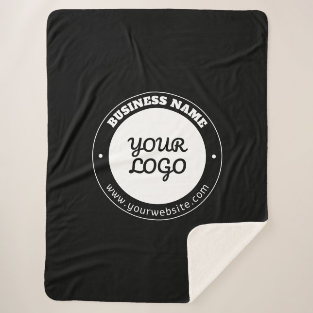Editable Circular Text & Uploaded Logo Template  Sherpa Blanket (Front)