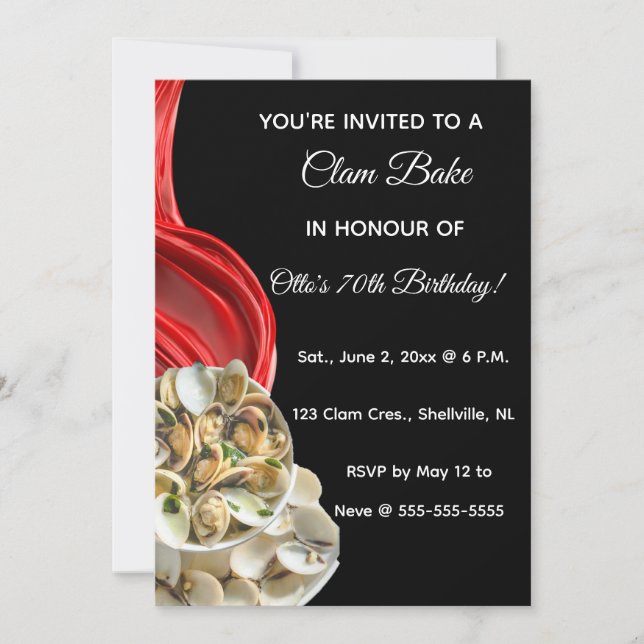 Editable Clam Bake Invitations (Front)