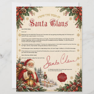 Editable Classic North Pole Santa Christmas Letter Letterhead