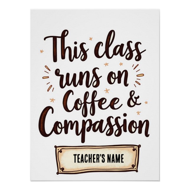 Editable Classroom Poster with Teacher’s Name (Front)