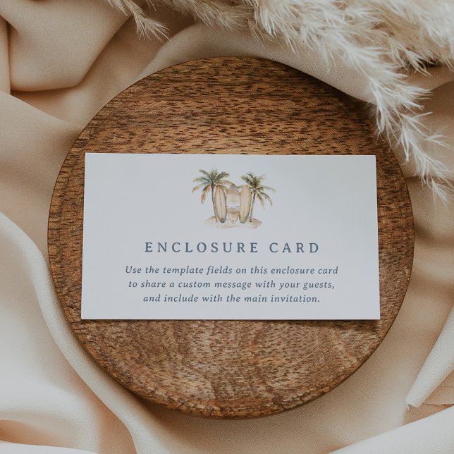 Editable Coastal Surf Baby Shower Enclosure Card (Creator Uploaded)