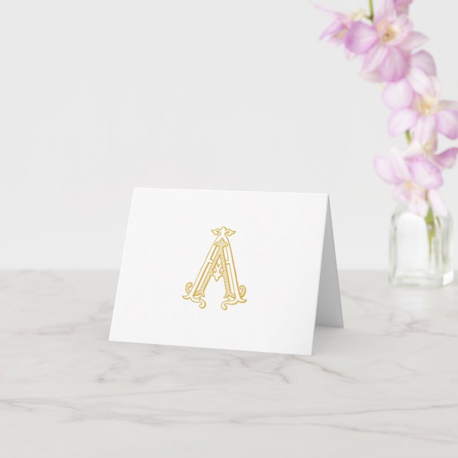 EDITABLE COLOR AA Monogram AA Logo Folded Card (Orchid)