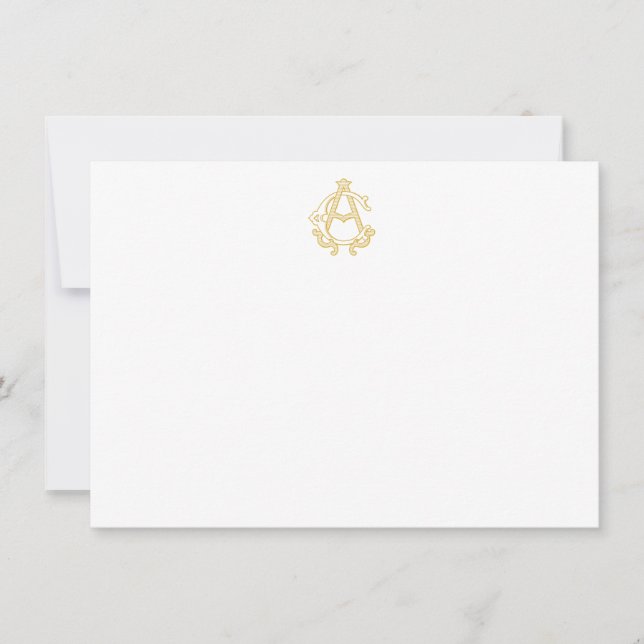 EDITABLE COLOR AC Monogram CA Monogram Notecards (Front)