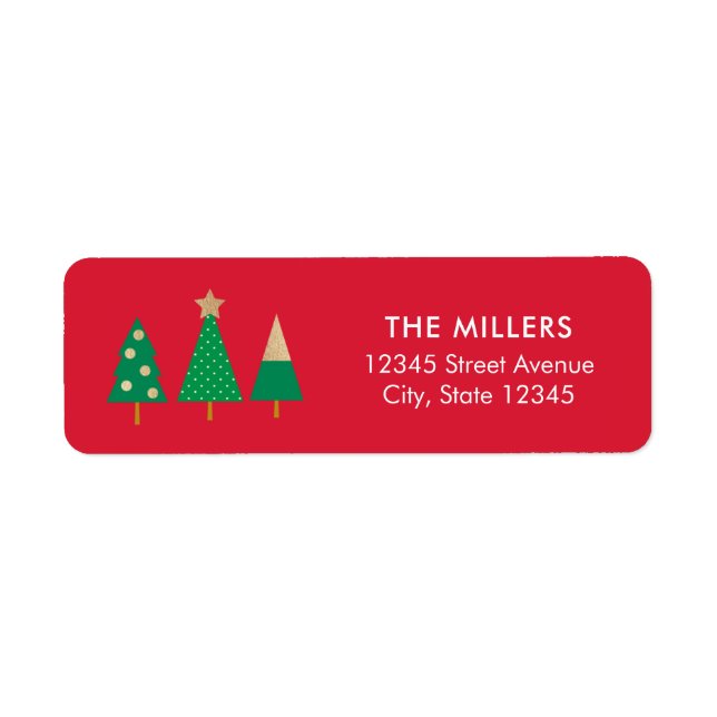 EDITABLE COLOR Cheerful Trees Holiday Address (Front)